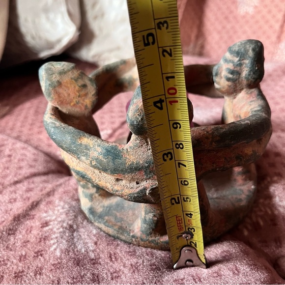 Vintage Aztec/Mayan Circle of Friends Terracotta Clay Candle Holder Set - Picture 10 of 10